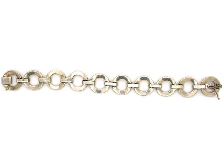 Art Deco Silver & Marcasite Circles Bracelet