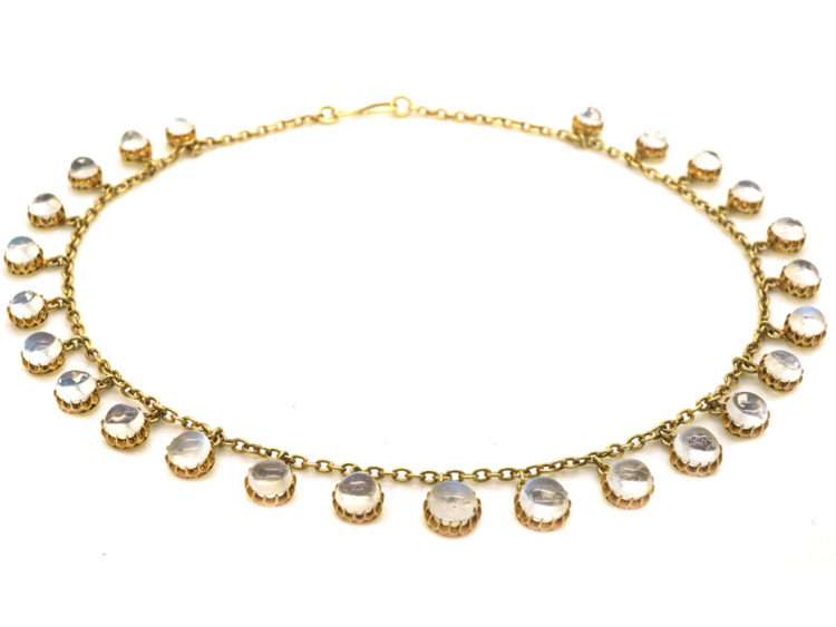 Edwardian 15ct Gold Moonstone Drops Necklace