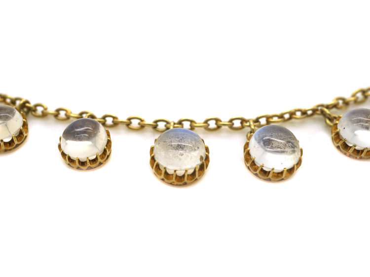 Edwardian 15ct Gold Moonstone Drops Necklace