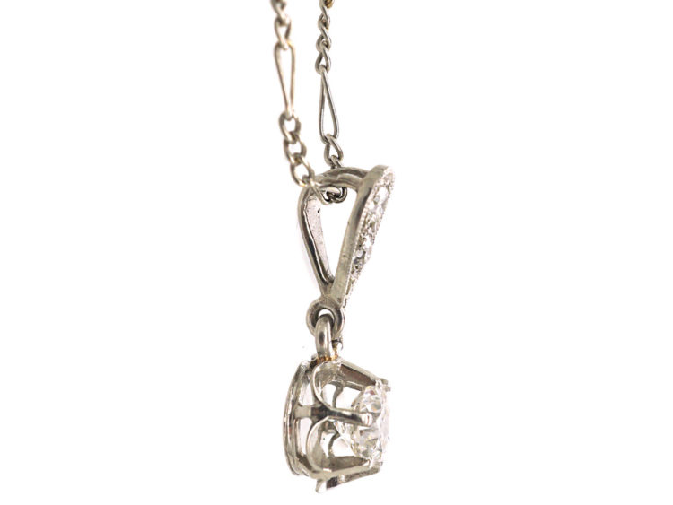 Art Deco Platinum & Diamond Pendant on Platinum Chain