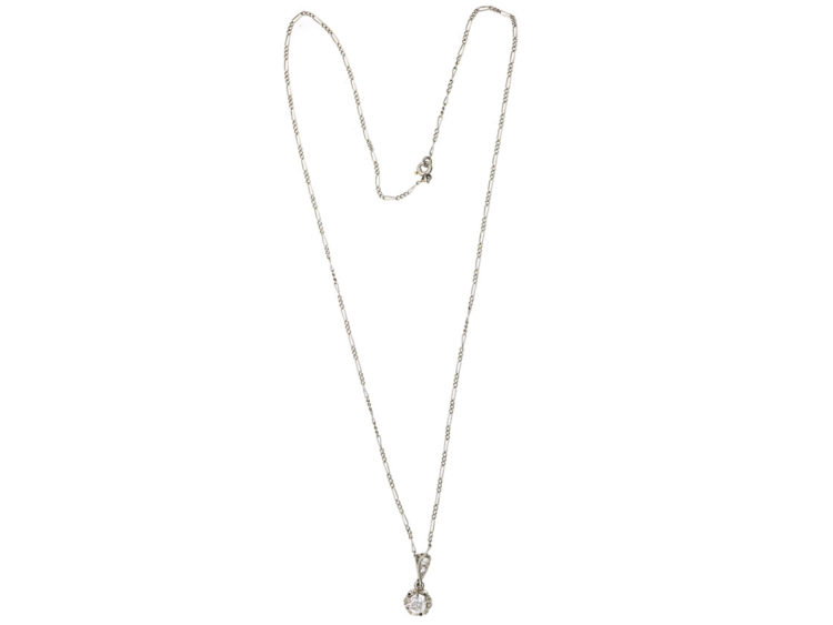 Art Deco Platinum & Diamond Pendant on Platinum Chain