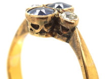 Edwardian 18ct Gold, Two Stone Sapphire & Diamond Ring