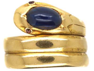 Victorian 18ct Gold Snake Ring set with a Cabochon Sapphire Victorian 18ct Gold Snake Ring set with a Cabochon Sapphire