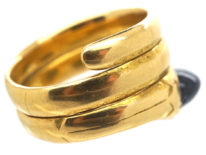 Victorian 18ct Gold Snake Ring set with a Cabochon Sapphire