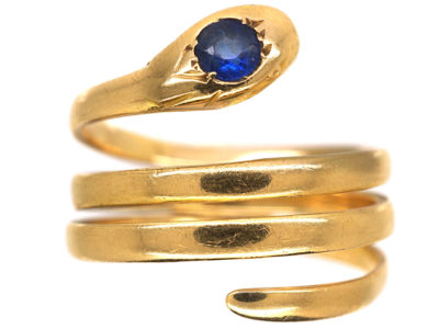 Victorian 18ct Gold Snake Ring set with a Sapphire Victorian 18ct Gold Snake Ring set with a Sapphire