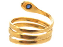 Victorian 18ct Gold Snake Ring set with a Sapphire