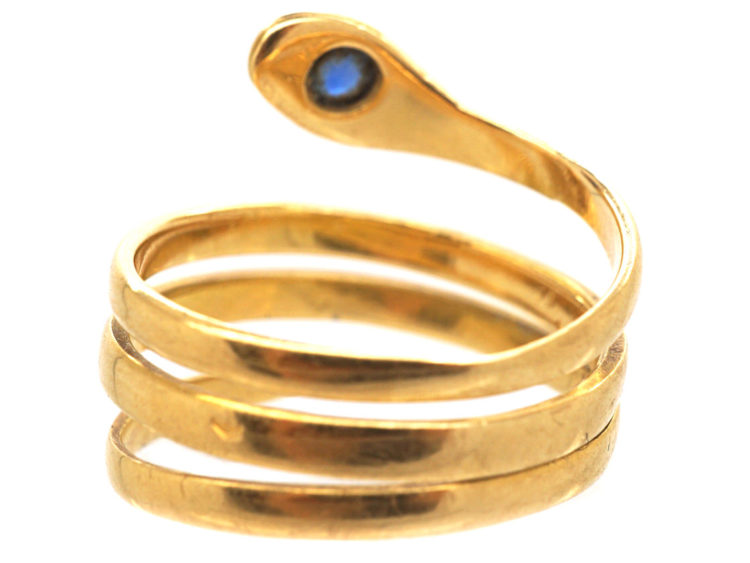 Victorian 18ct Gold Snake Ring set with a Sapphire