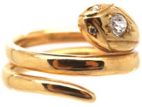Victorian 18ct Snake Ring set with a Diamond