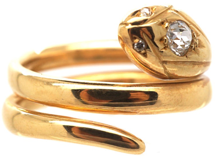 Victorian 18ct Snake Ring set with a Diamond