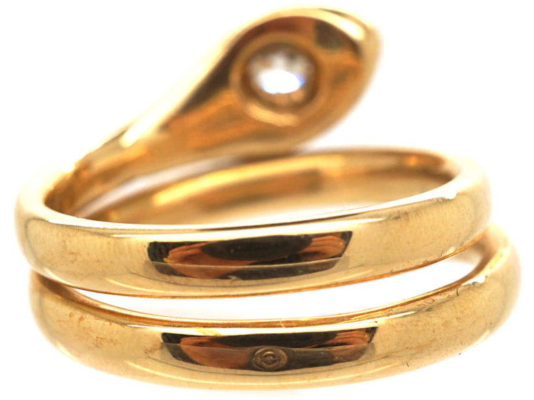 Victorian 18ct Snake Ring set with a Diamond