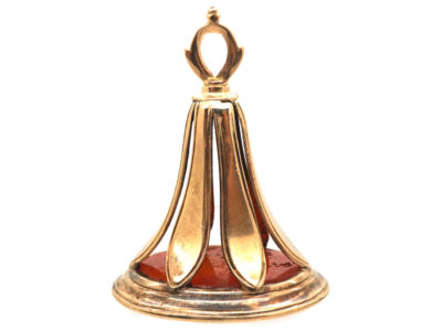 Georgian 9ct Gold Cased & Carnelian Seal with an Intaglio of a Crest