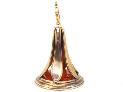 Georgian 9ct Gold Cased & Carnelian Seal with an Intaglio of a Crest