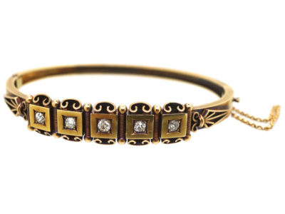 Victorian 15ct Gold & Diamond Bangle