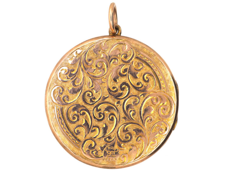 Edwardian 9ct Gold Back & Front Round Locket