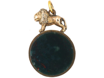 Victorian 9ct Gold Seal with a Lion on Top & Carnelian on One Side & Bloodstone on the Other