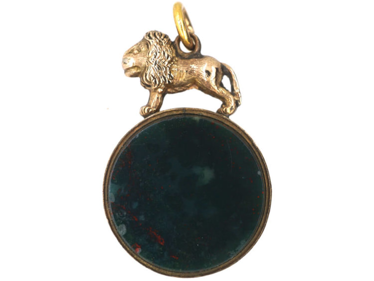 Victorian 9ct Gold Seal with a Lion on Top & Carnelian on One Side & Bloodstone on the Other