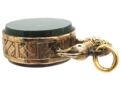 Victorian 9ct Gold Seal with a Lion on Top & Carnelian on One Side & Bloodstone on the Other
