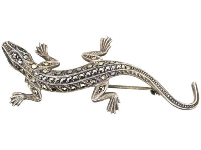 Silver & Marcasite Lizard Brooch