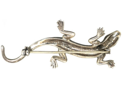 Silver & Marcasite Lizard Brooch