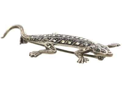 Silver & Marcasite Lizard Brooch