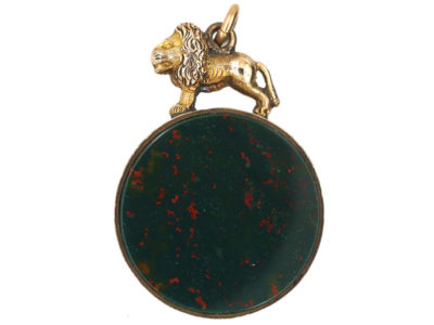 Victorian 9ct Gold Double Sided Seal with Lion on Top & Engraved Detail