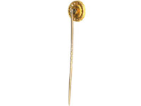 Edwardian 15ct Gold, Cats Eye Chrysoberyl & Diamond Tie Pin