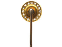 Edwardian 15ct Gold, Cats Eye Chrysoberyl & Diamond Tie Pin