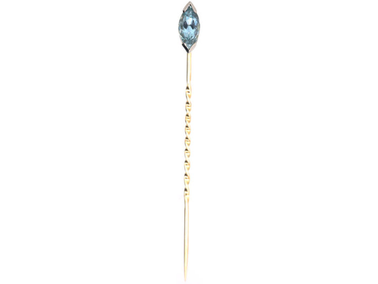 Art Deco 18ct White Gold & Aquamarine Tie Pin