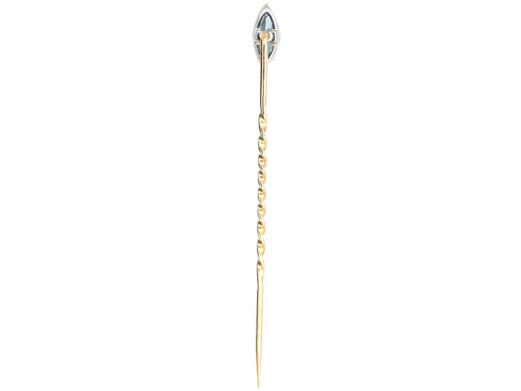 Art Deco 18ct White Gold & Aquamarine Tie Pin