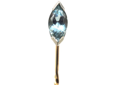 Art Deco 18ct White Gold & Aquamarine Tie Pin