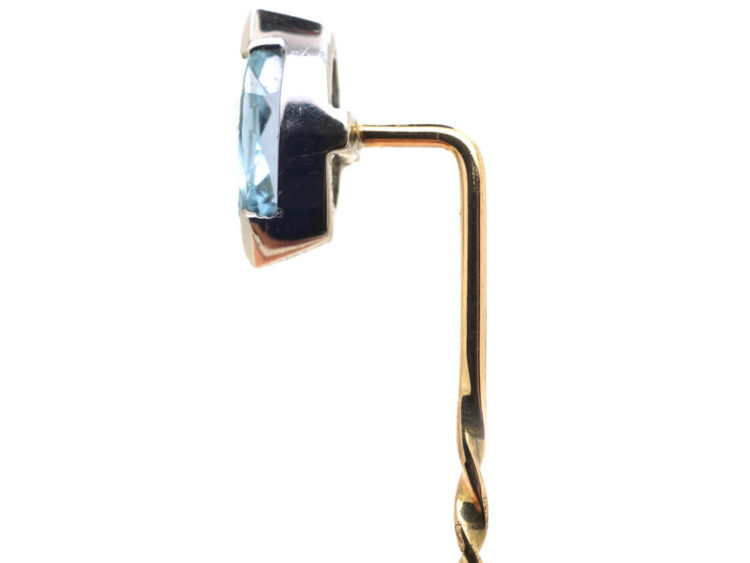 Art Deco 18ct White Gold & Aquamarine Tie Pin