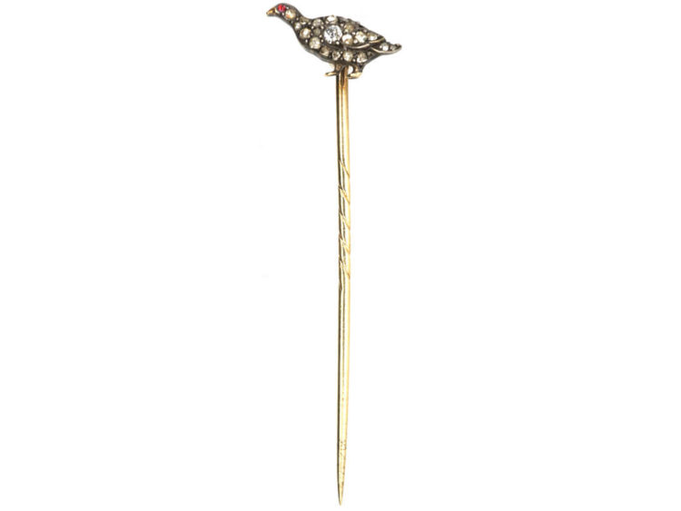 Edwardian Diamond Set Grouse Tie Pin