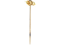 Edwardian 15ct Gold Bar & Circle Tie Pin set with a Sapphire