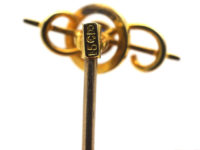 Edwardian 15ct Gold Bar & Circle Tie Pin set with a Sapphire