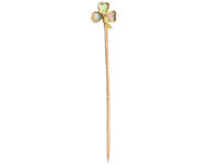 Edwardian 15ct Gold , Opal & Pearl Shamrock Tie Pin