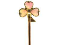 Edwardian 15ct Gold , Opal & Pearl Shamrock Tie Pin