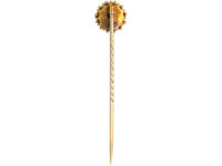 Victorian 15ct Gold Heart & Flowers Tie Pin set with a Rose Diamond