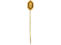 Victorian 15ct Gold Oval Tie Pin set with a Rose Diamond