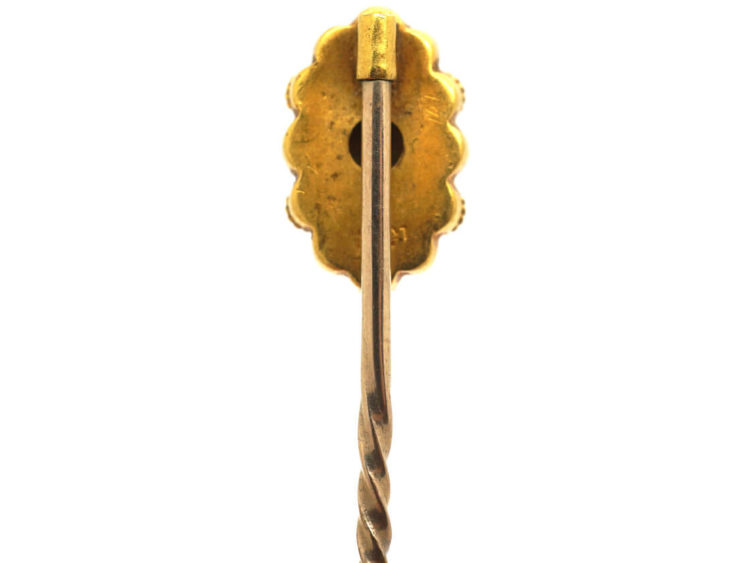 Victorian 15ct Gold Oval Tie Pin set with a Rose Diamond