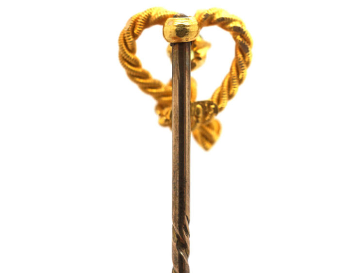 Edwardian 15ct Gold & Peridot Heart Shaped Tie Pin