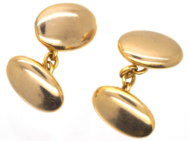 Victorian 18ct Gold Oval Plain Cufflinks