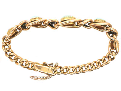 Edwardian 15ct Gold, Opal & Diamond Curb Bracelet