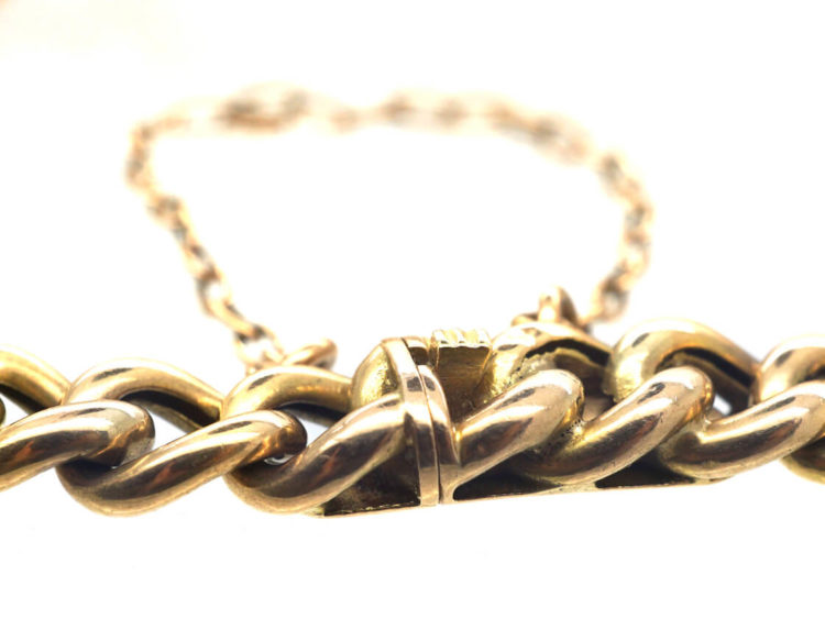 Edwardian 15ct Gold, Opal & Diamond Curb Bracelet
