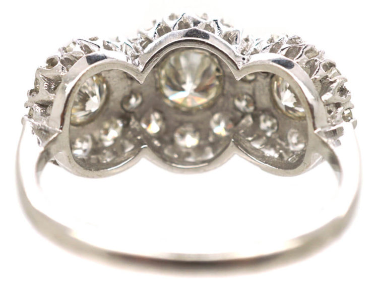 18ct White Gold Triple Cluster Diamond Ring
