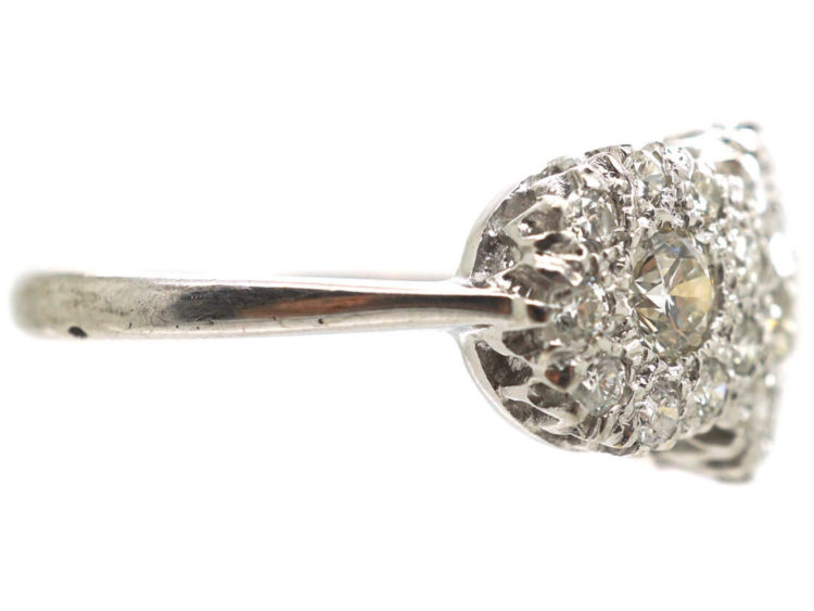 18ct White Gold Triple Cluster Diamond Ring