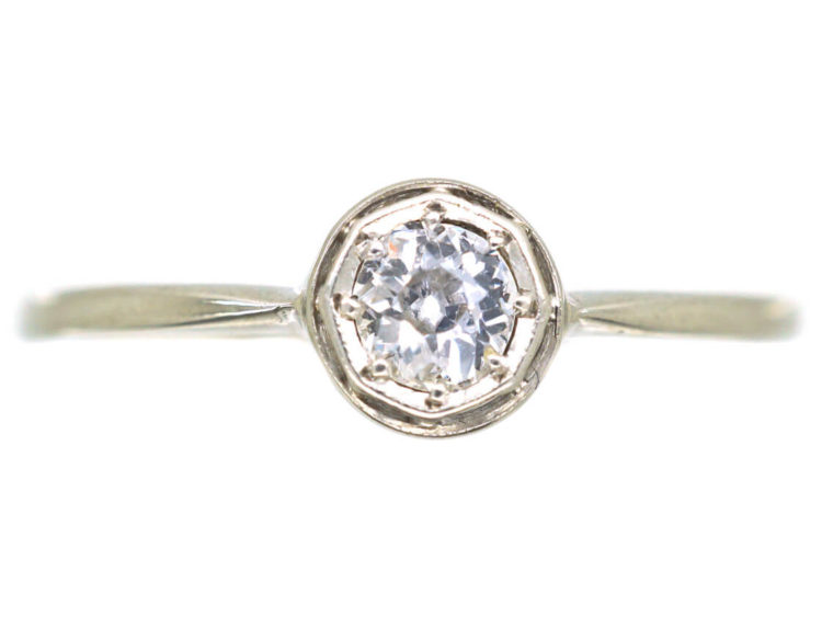 Art Deco 14ct White Gold Diamond Solitaire Ring