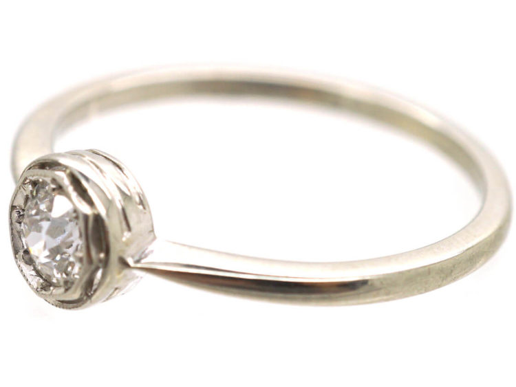 Art Deco 14ct White Gold Diamond Solitaire Ring