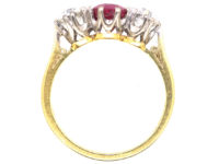 18ct Gold, Three Stone Diamond & Ruby Ring