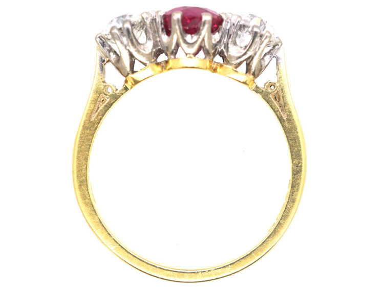 18ct Gold, Three Stone Diamond & Ruby Ring