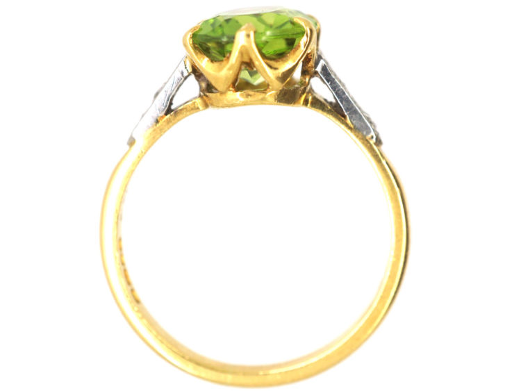 18ct Gold, Platinum, Rose Diamond & Peridot Ring by Cropp & Farr